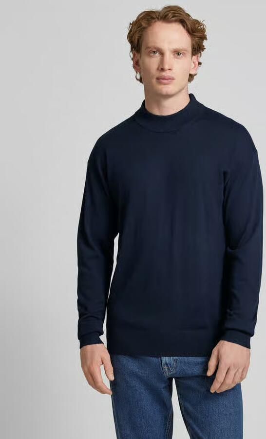 SCOTCH & SODA Heren Truien & Vesten Dropped Shoulder Mock Neck Pullover Donkerblauw - Foto 6