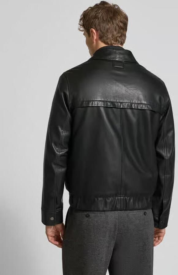 Scotch & Soda Regular fit leren jack van echt schapenleer met platte kraag