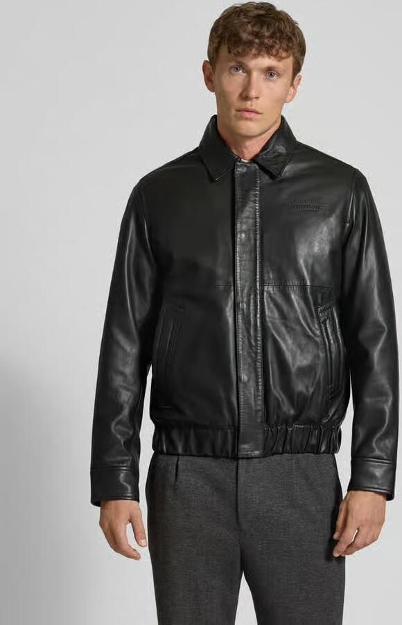 Scotch & Soda Regular fit leren jack van echt schapenleer met platte kraag - Foto 2