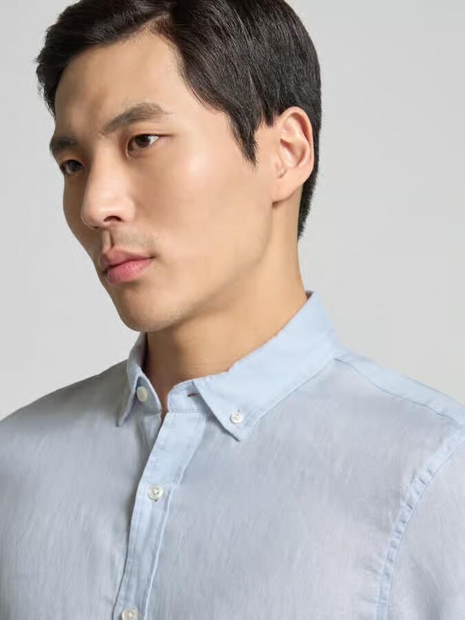 Scotch & Soda Overhemd Lange Mouw Scotch & Soda Linnen Overhemd Lichtblauw