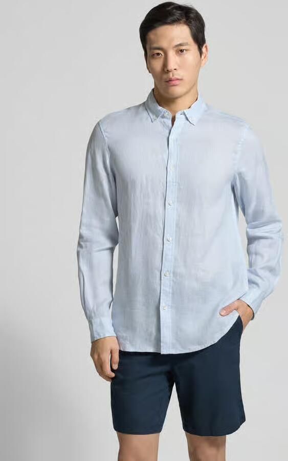Scotch & Soda Overhemd Lange Mouw Scotch & Soda Linnen Overhemd Lichtblauw - Foto 5