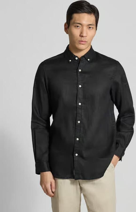 Scotch & Soda Regular fit linnen overhemd met Button-downkraag - Foto 2