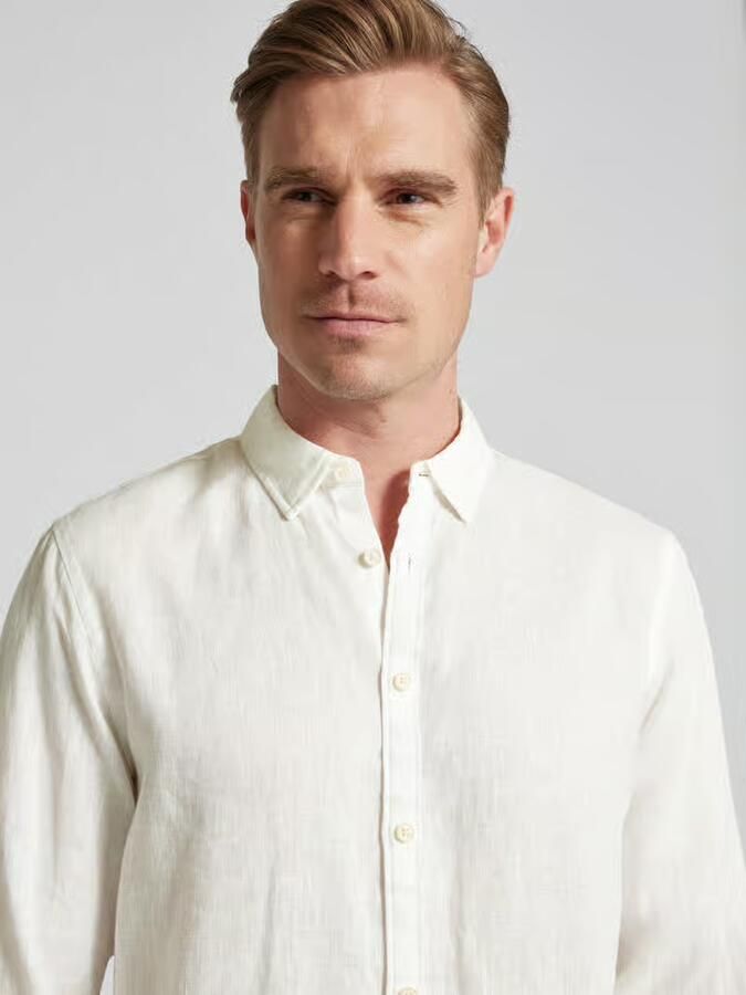 Scotch & Soda Heren Overhemden Linen Shirt With Roll-up Pink Heren