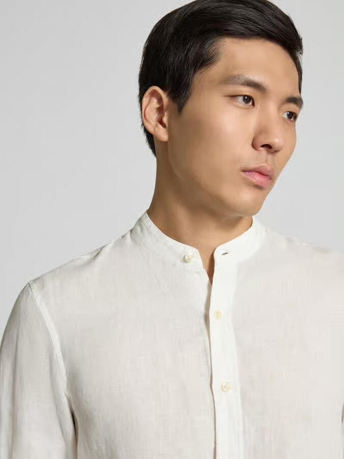 Scotch & Soda Overhemd Lange Mouw Scotch & Soda Linnen Mao Overhemd Wit