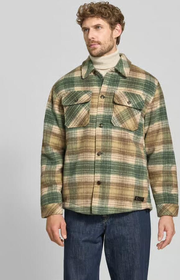 Scotch & Soda regular fit geruit overshirt met wol dark forest - Foto 2
