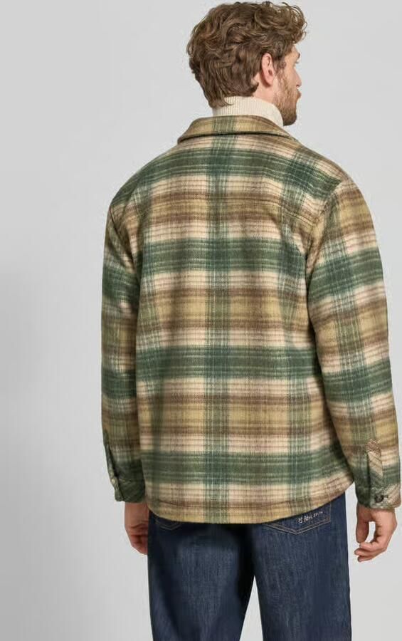 Scotch & Soda regular fit geruit overshirt met wol dark forest - Foto 3
