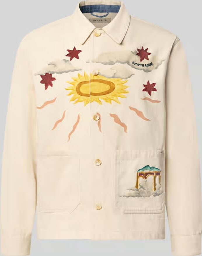 Scotch & Soda Regular fit overshirt met motiefprints en applicaties