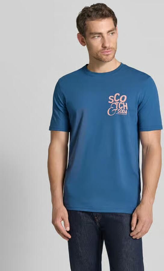 Scotch & Soda regular fit T-shirt met print blauw - Foto 6