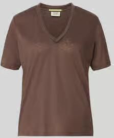 Scotch & Soda regular fit T-shirt van linnenmix met V-hals