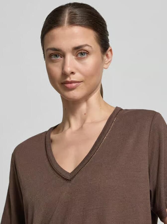 Scotch & Soda regular fit T-shirt van linnenmix met V-hals