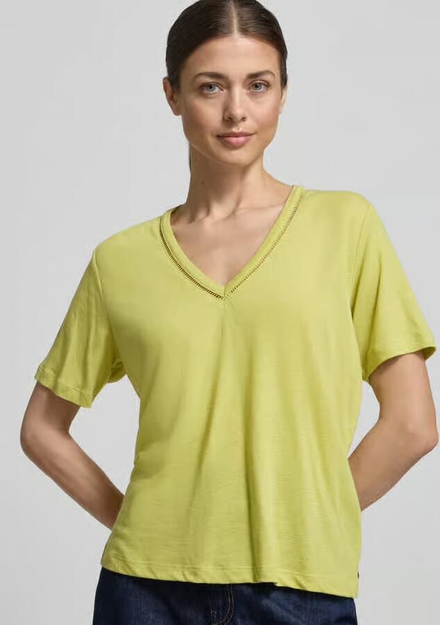 Scotch & Soda regular fit T-shirt van linnenmix met V-hals