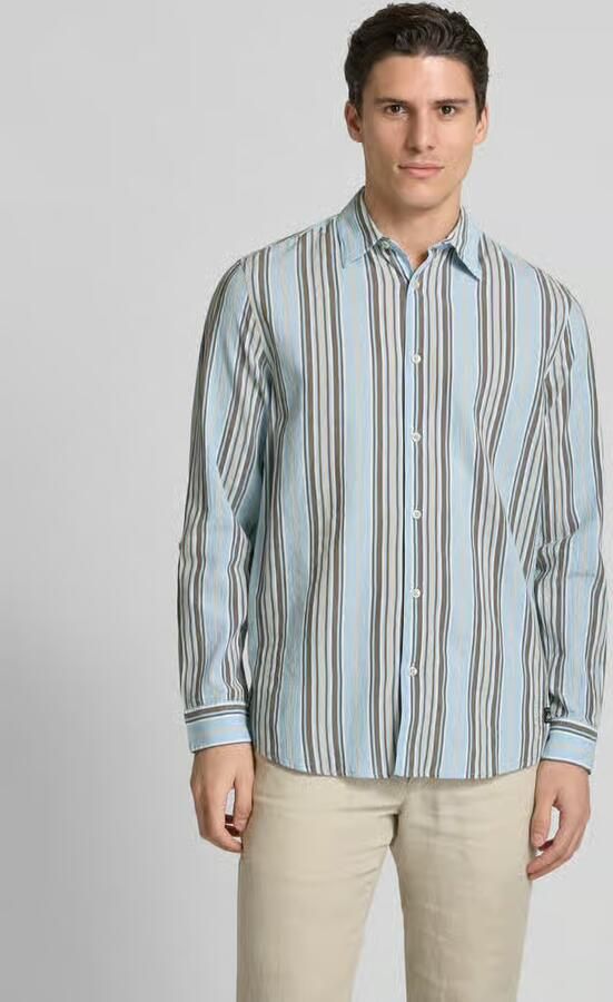 Scotch & Soda Overhemd Lange Mouw Scotch & Soda Overhemd Crinkled Stripe Lichtblauw - Foto 8