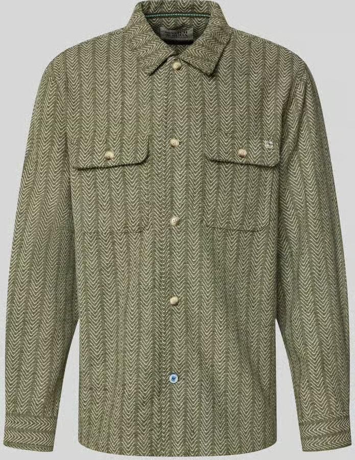 Scotch & Soda relaxed fit jacquard overhemd met print en wol dark forest