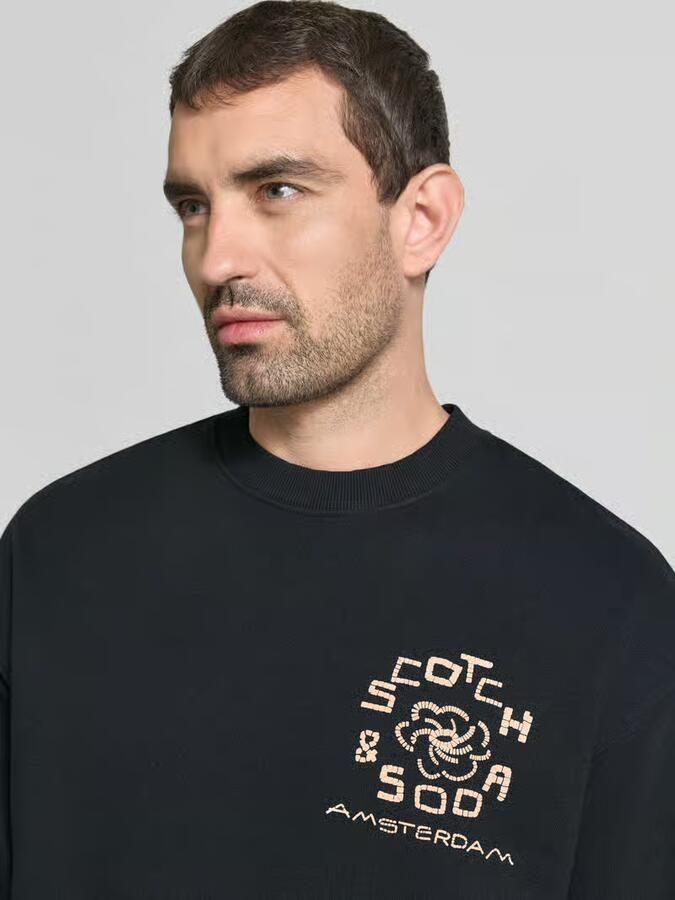 Scotch & Soda sweat relaxed fit sweater met backprint zwart - Foto 3