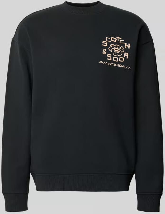 Scotch & Soda sweat relaxed fit sweater met backprint zwart - Foto 4