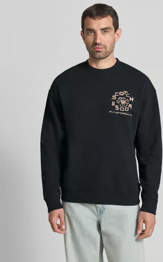 Scotch & Soda sweat relaxed fit sweater met backprint zwart - Foto 4