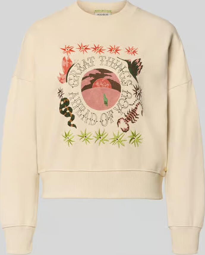 Scotch & Soda relaxed fit sweatshirt met bloemige stitching - Foto 2