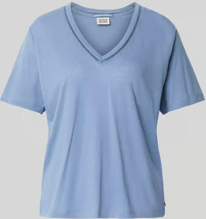Scotch & Soda Relaxed fit T-shirt van linnenmix met V-hals