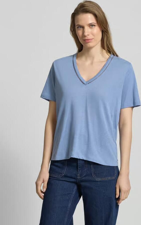 Scotch & Soda relaxed fit T-shirt van linnenmix met V-hals - Foto 2