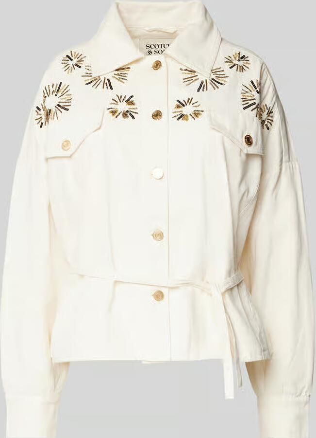 Scotch & Soda Versierde Katoenen Truckerjas White Dames - Foto 6