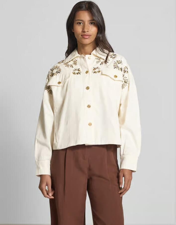 Scotch & Soda Versierde Katoenen Truckerjas White Dames - Foto 6