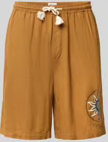 Scotch & Soda straight fit short van mix van linnen en viscose met motiefstitching