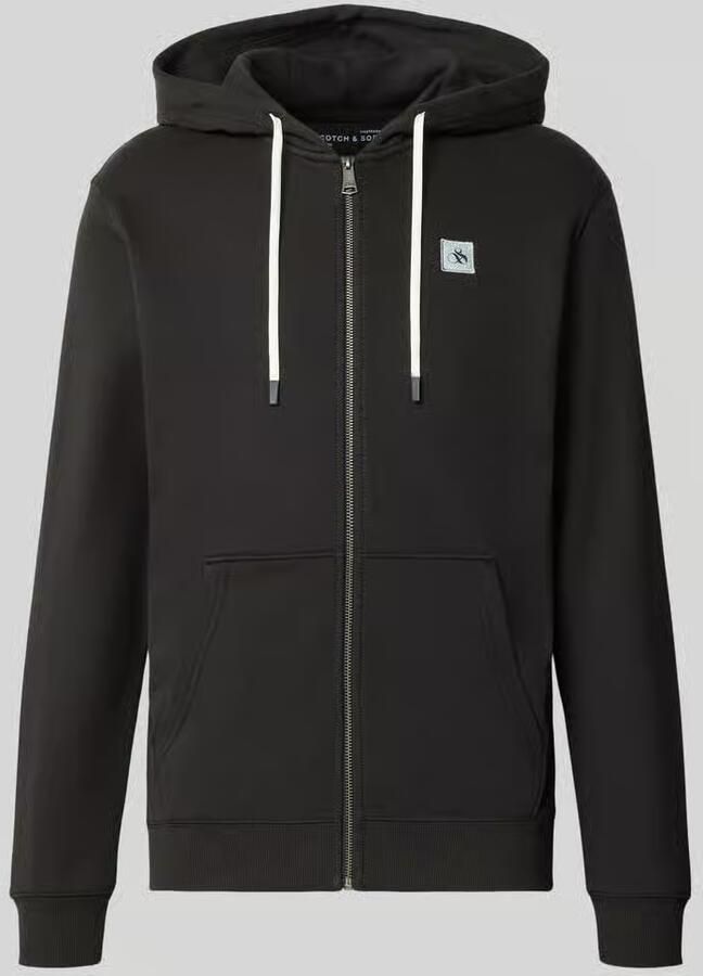 Scotch & Soda Sweatjack met logopatch en kangoeroezak
