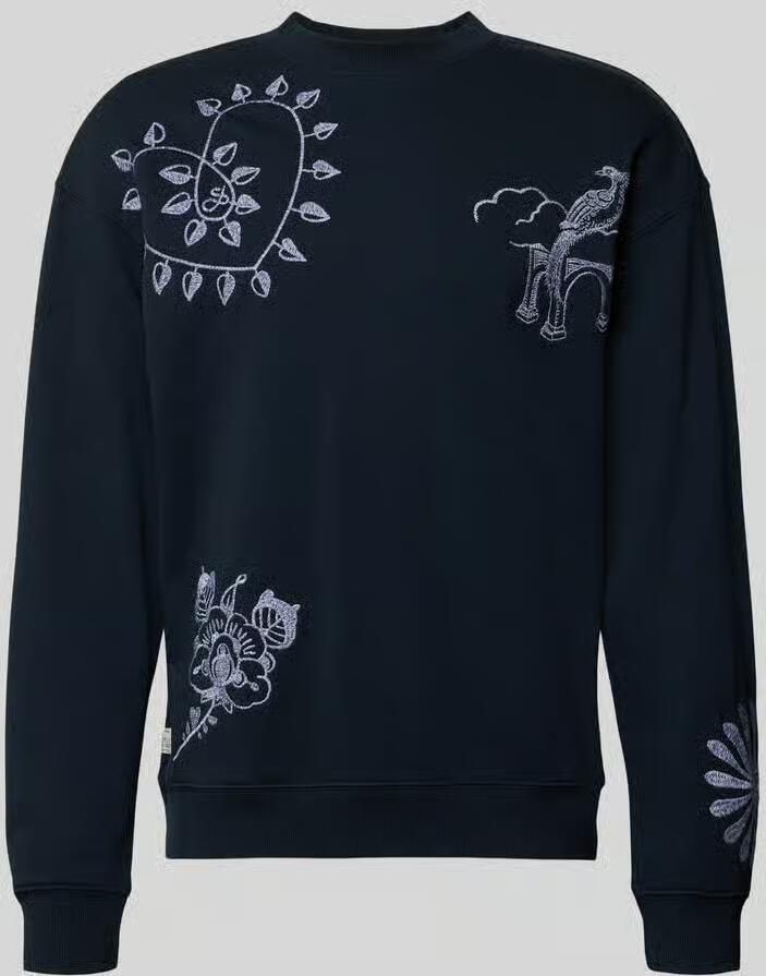 Scotch & Soda sweatshirt met stitchings model 'DELFTS BLAUW'
