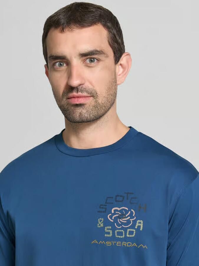 Scotch & Soda relaxed fit T-shirt met backprint blauw - Foto 3