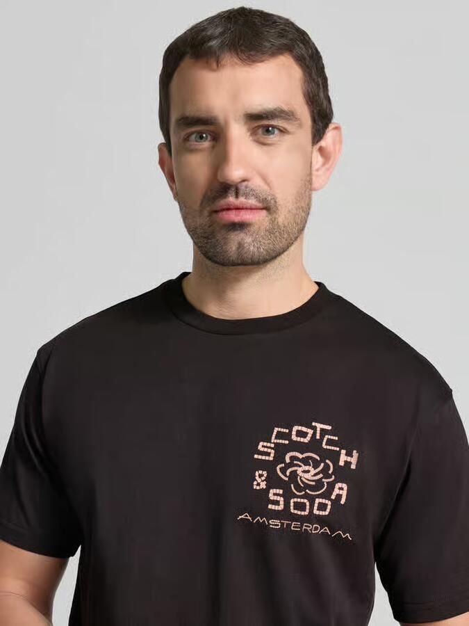 Scotch & Soda relaxed fit T-shirt met backprint zwart - Foto 4