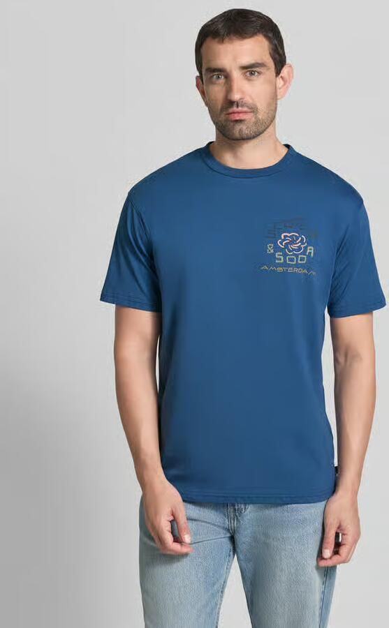 Scotch & Soda relaxed fit T-shirt met backprint blauw - Foto 4