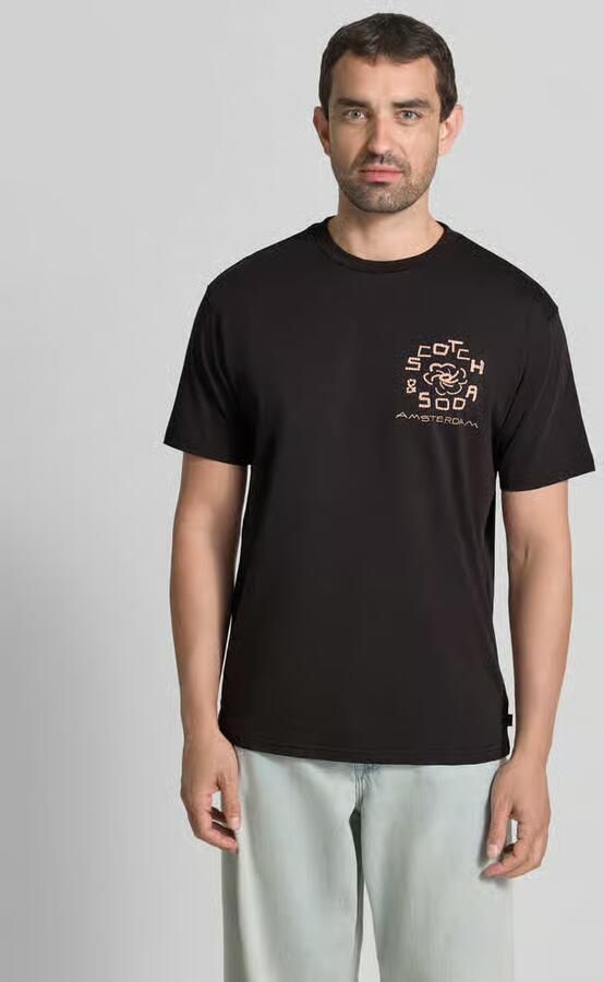 Scotch & Soda relaxed fit T-shirt met backprint zwart - Foto 6