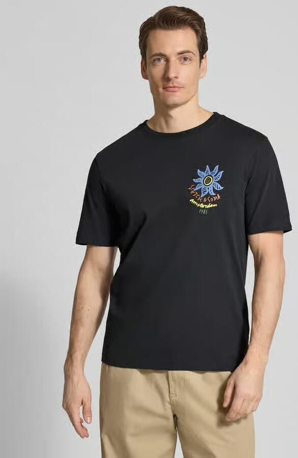 Scotch & Soda T-shirt met labelprints en ronde hals - Foto 4