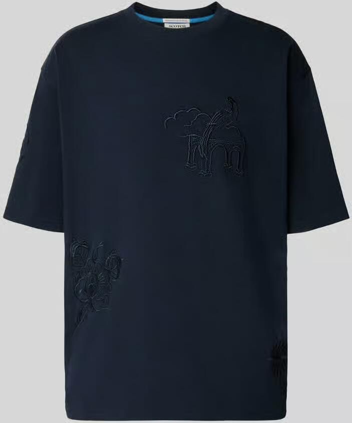 Scotch & Soda T-shirt met stitchings en ronde hals