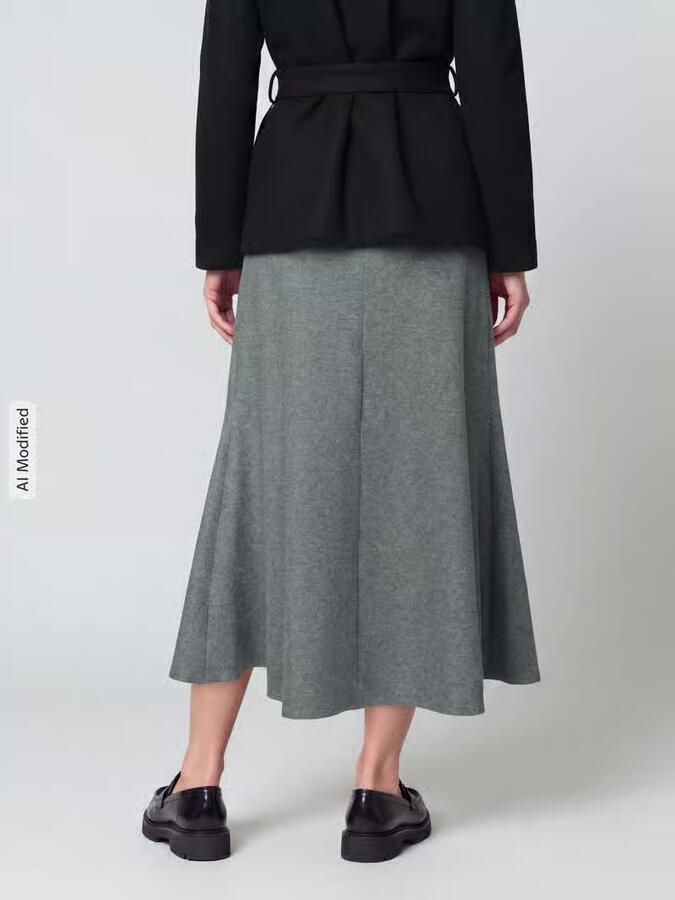 SEDUCTIVE Uitlopende midi-rok met mix van viscose en wol model 'BOBBY' - Foto 2