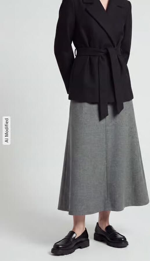 SEDUCTIVE Uitlopende midi-rok met mix van viscose en wol model 'BOBBY' - Foto 3