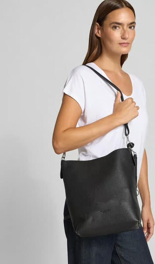 Seidenfelt Hobo tas met reliëflogo model 'LOHJA' - Foto 2