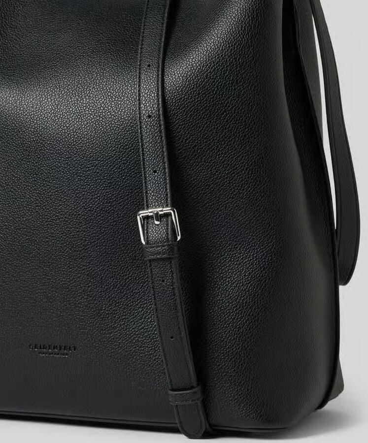 Seidenfelt Schoudertas in leerlook model 'Nelma'