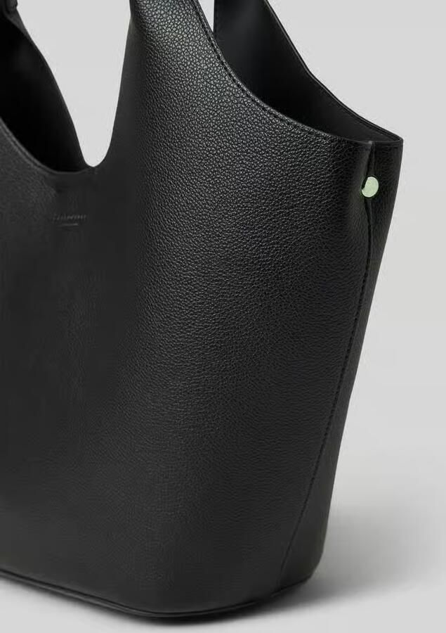 Seidenfelt Schoudertas in leerlook model 'Nelma'