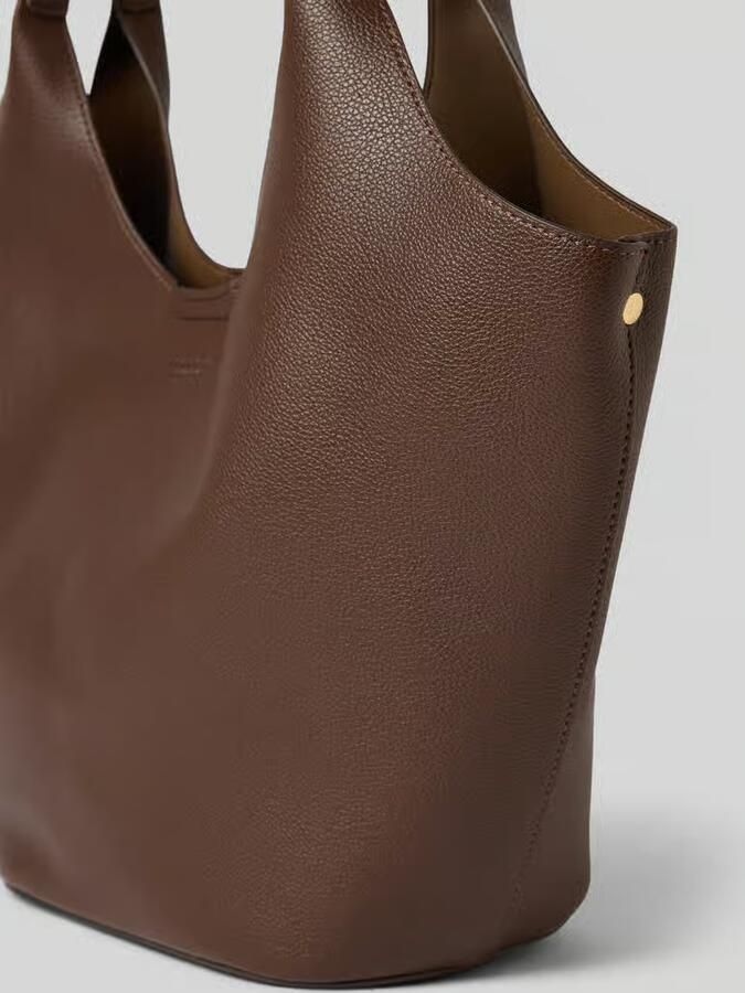 Seidenfelt Schoudertas in leerlook model 'Nelma'
