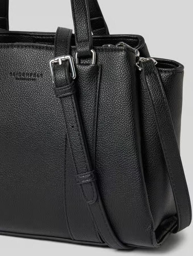 Seidenfelt Schoudertas in leerlook model 'Nelma'