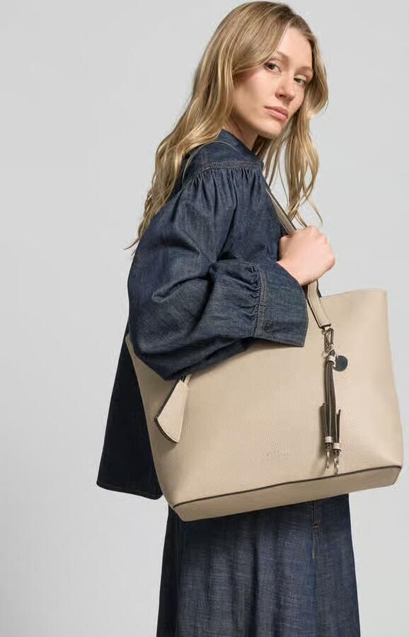 Seidenfelt shopper met labeldetail model 'LOHJA' - Foto 3