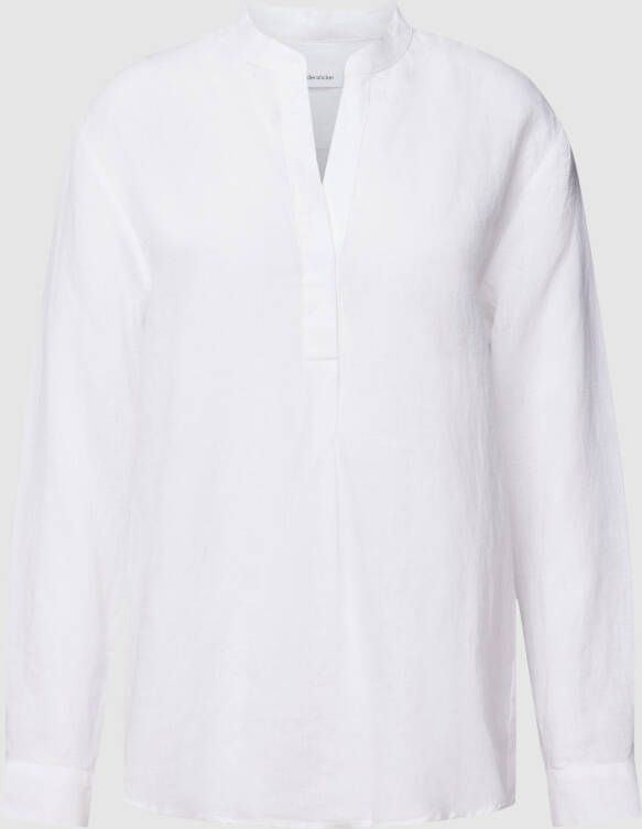 seidensticker Linnen blouse met serafinohals