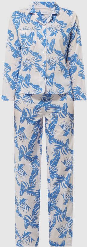 Seidensticker Pyjama van popeline met palmbomenprints