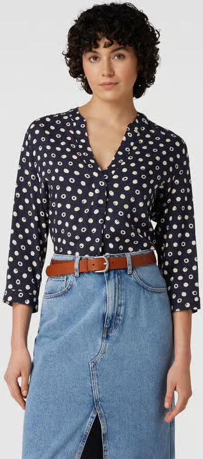 Seidensticker Klassieke blouse Zwarte roos 3 4-mouwen kraag stippen - Foto 2