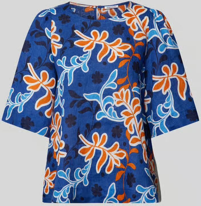 Seidensticker Linnen blouseshirt met all-over print model 'Washer!'