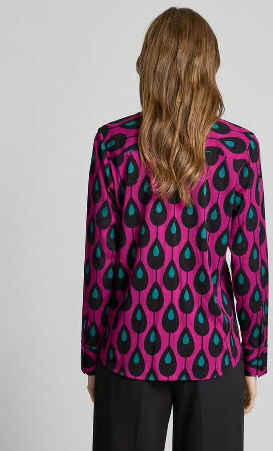 Seidensticker Overhemdblouse Zwarte roos Lange mouwen kraag print
