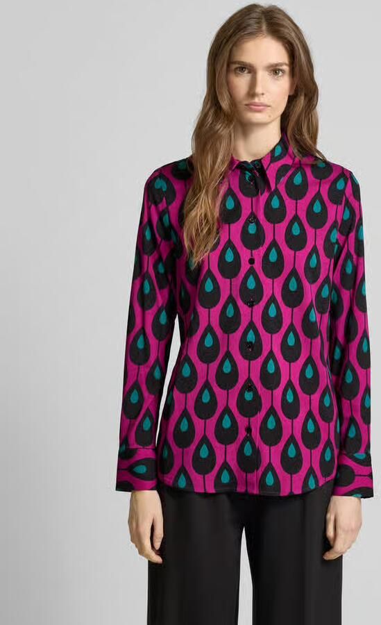 Seidensticker Overhemdblouse Zwarte roos Lange mouwen kraag print - Foto 2