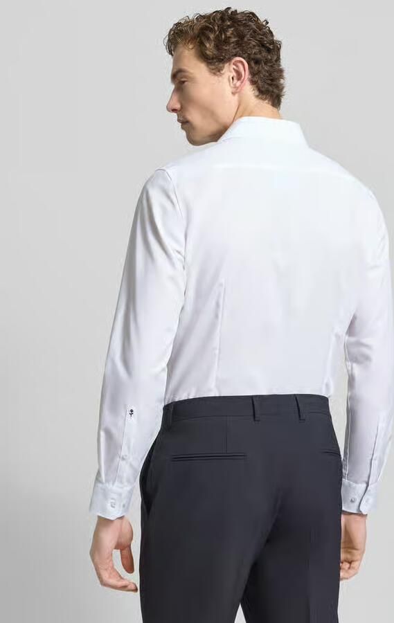Seidensticker slim fit business overhemd met kentkraag van popeline - Foto 4