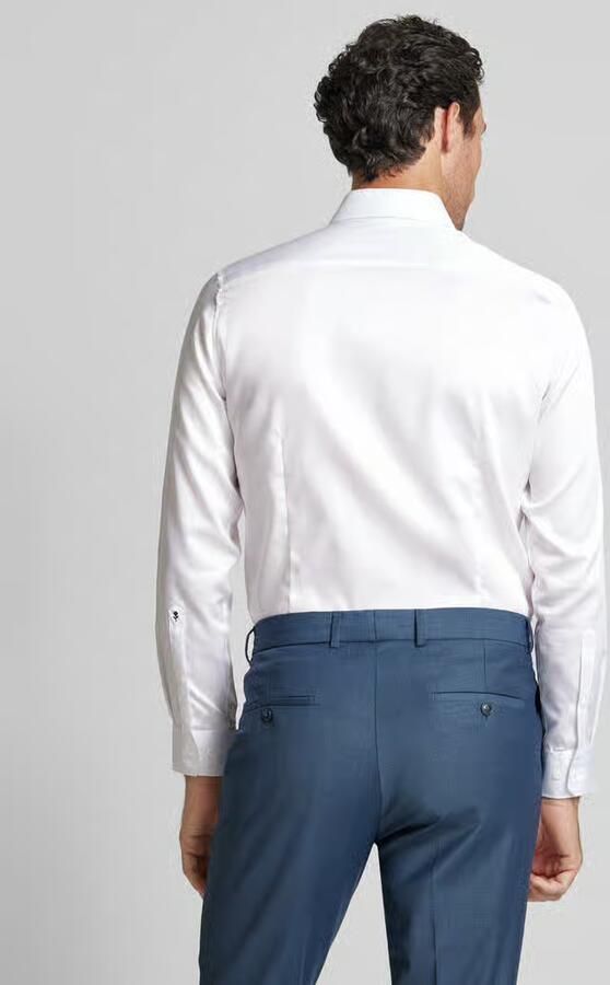 Seidensticker slim fit business overhemd met kentkraag van satijn - Foto 4